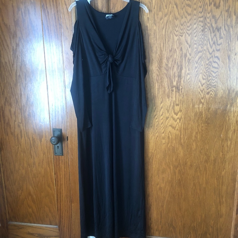 Black, long-sleeved, open shoulder Nasty Gal dress
